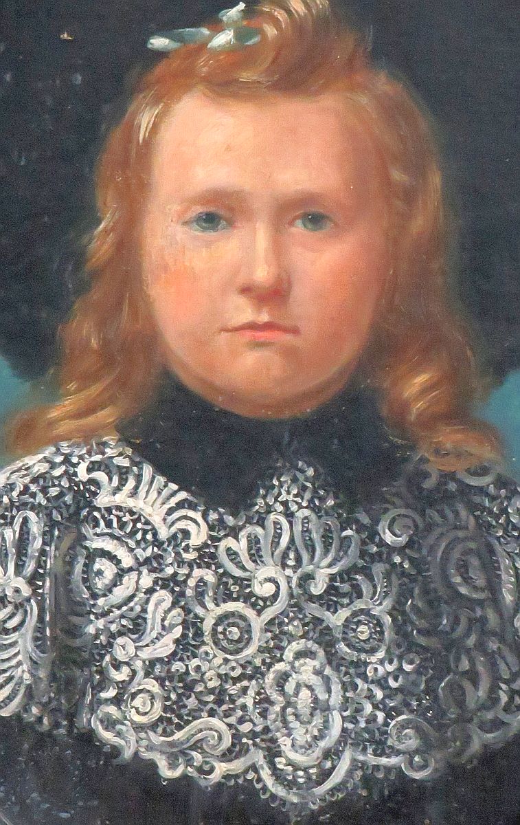 Antiek schilderij “Meisje met hoed” 1906