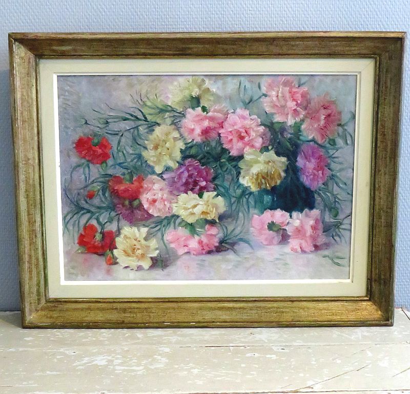 Oud Frans schilderij "Anjers"