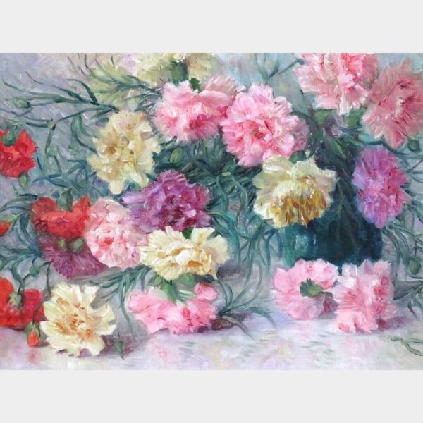 Oud Frans schilderij "Anjers"