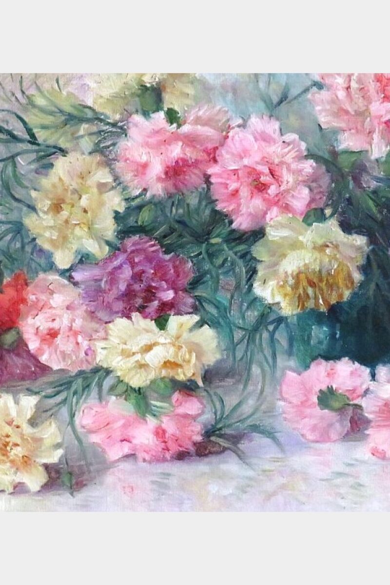 Oud Frans schilderij "Anjers"