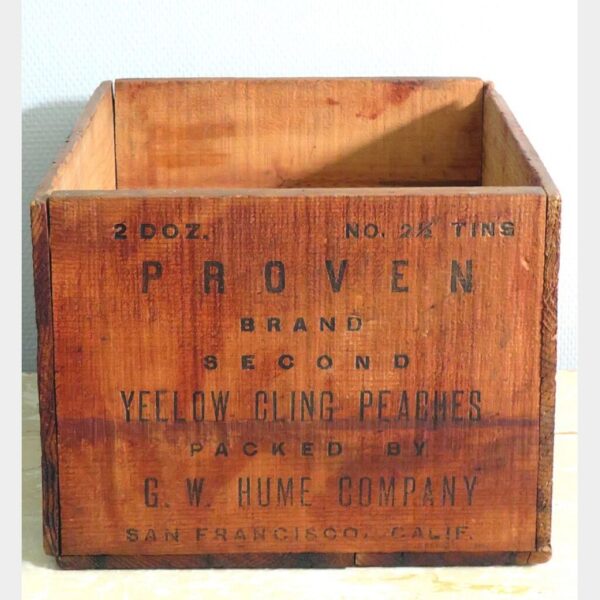 Oude houten kist "Peaches"San Francesco - California