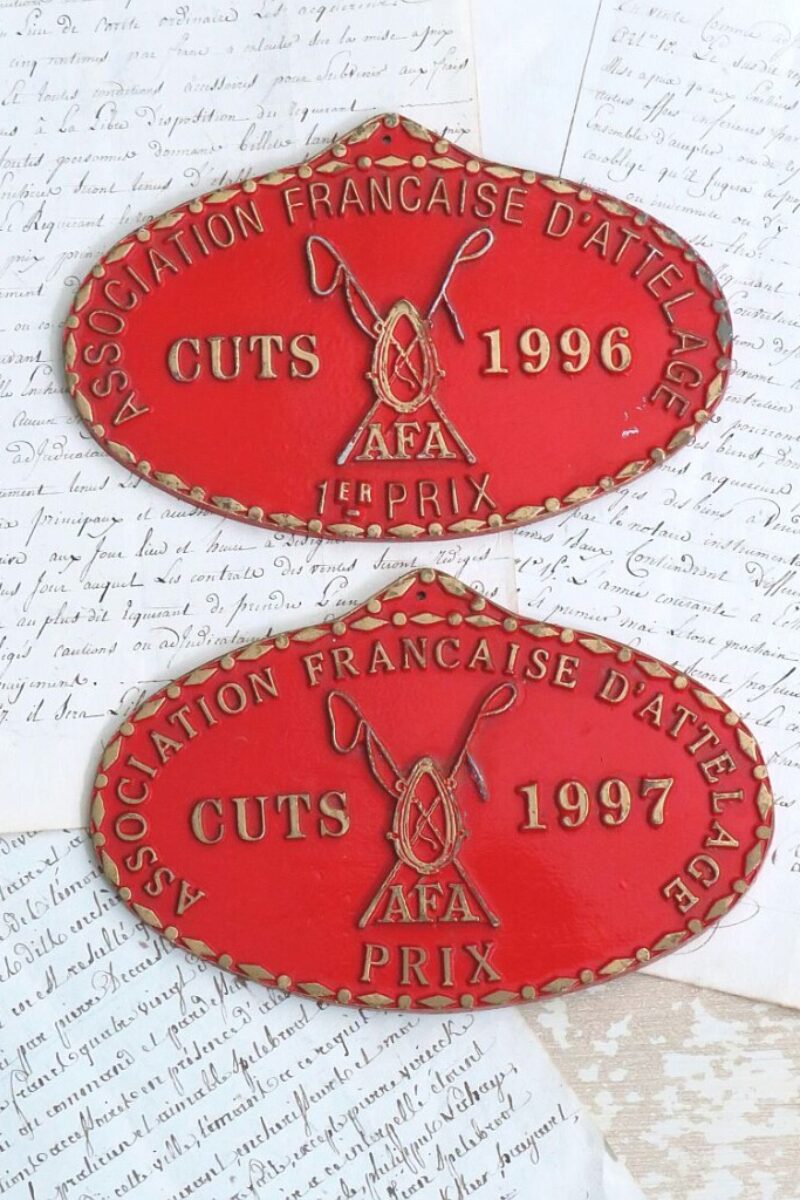 Frans prijzenbordje "Association Francaise d'Attelage 1996