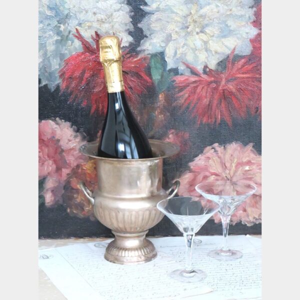 Oude verzilverde wijn-/ champagnekoeler