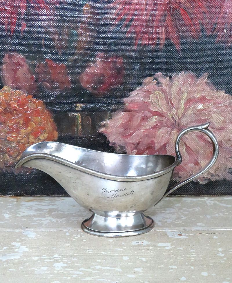 Antieke verzilverde sauskom "Brasserie - Landolt - GENÈVE"