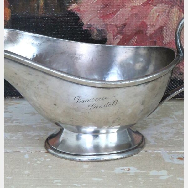 Antieke verzilverde sauskom "Brasserie - Landolt - GENÈVE"