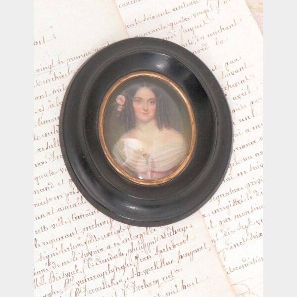 Antiek Frans lijstje "Dame" 19e eeuw