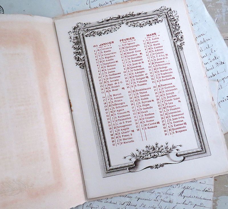 Antieke Franse kalender "Meilleurs Voeux"