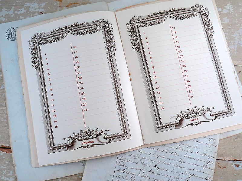 Antieke Franse kalender "Meilleurs Voeux"