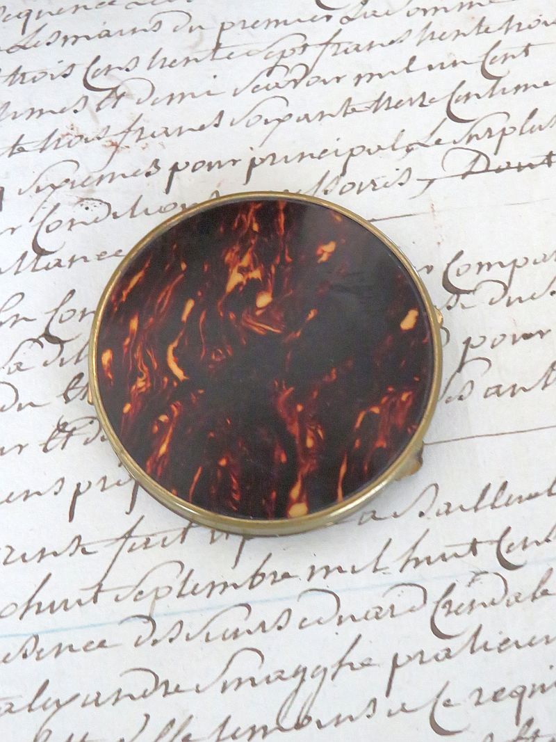 Oude Franse poederdoos/ spiegel "Paris, Souvenir de la Tour Eiffel"