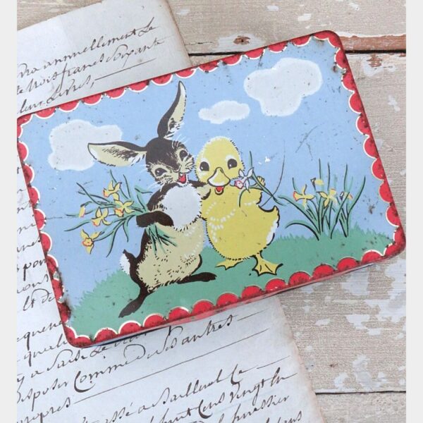 Oud paasblik "Paashaas, kuiken en narcissen"