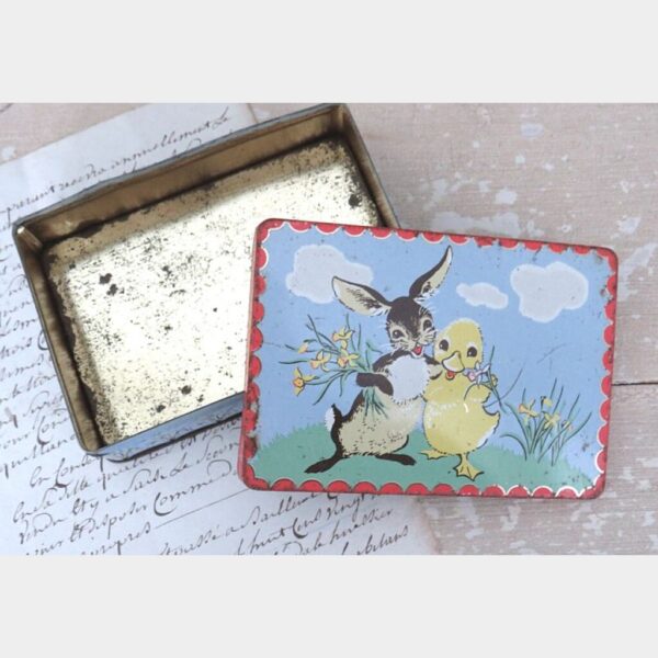 Oud paasblik "Paashaas, kuiken en narcissen"