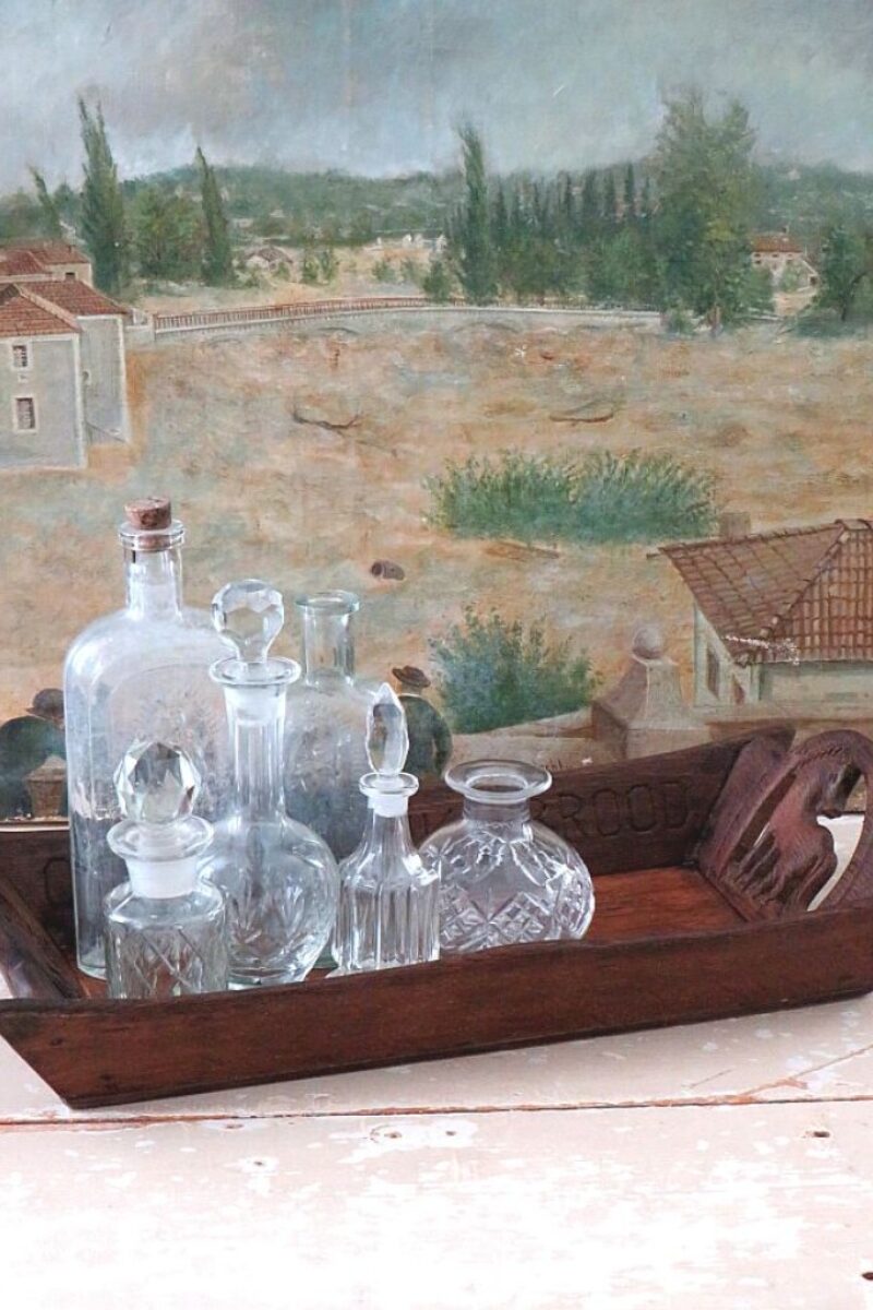 Antieke houten broodmand/ bak "Paardjes" (Volkskunst)