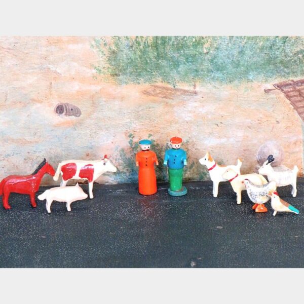 Antiek speelgoed Ertsgebergte "Boerderijdieren" O