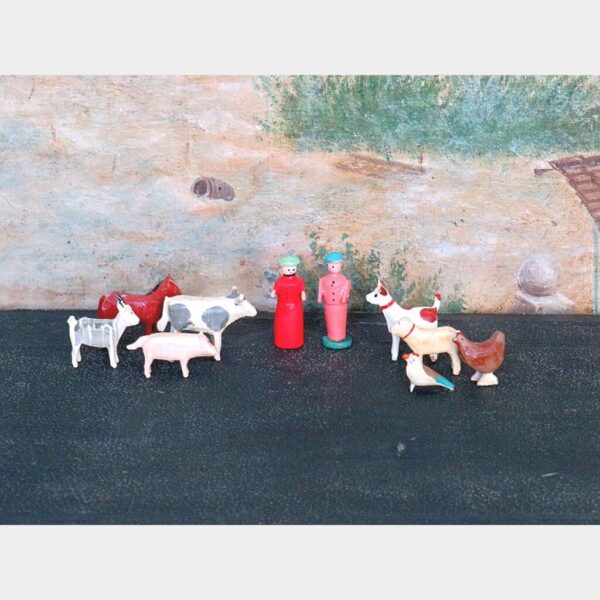 Antiek speelgoed Ertsgebergte "Boerderijdieren" R