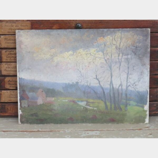 Oud Frans schilderij "Landschap"