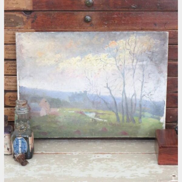 Oud Frans schilderij "Landschap"