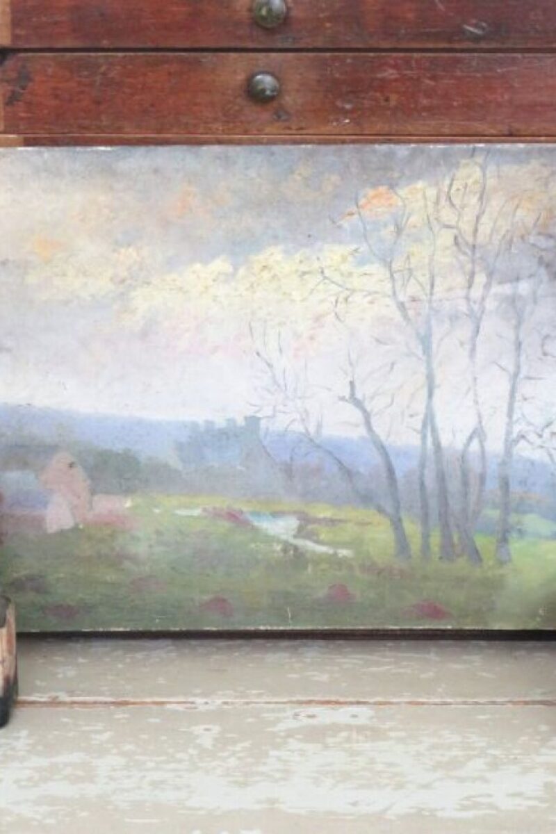 Oud Frans schilderij "Landschap"