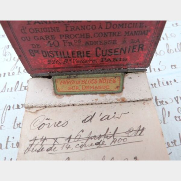 Antiek Frans metalen notieboekje "Cusenier"