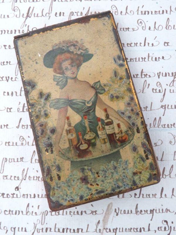 Antiek Frans metalen notieboekje "Cusenier"