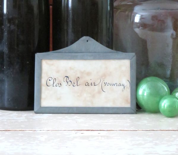 Antiek Frans wijnetiket "Clos Bel air ( Vouvray)