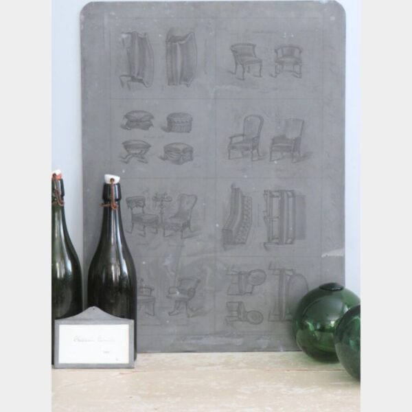 Antieke Franse drukplaat "Chaises"