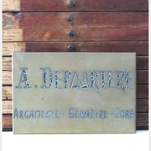 Antiek Frans naambord-/ naamplaat "A. Depoortere" Argaitecte-Géomètre- Jure