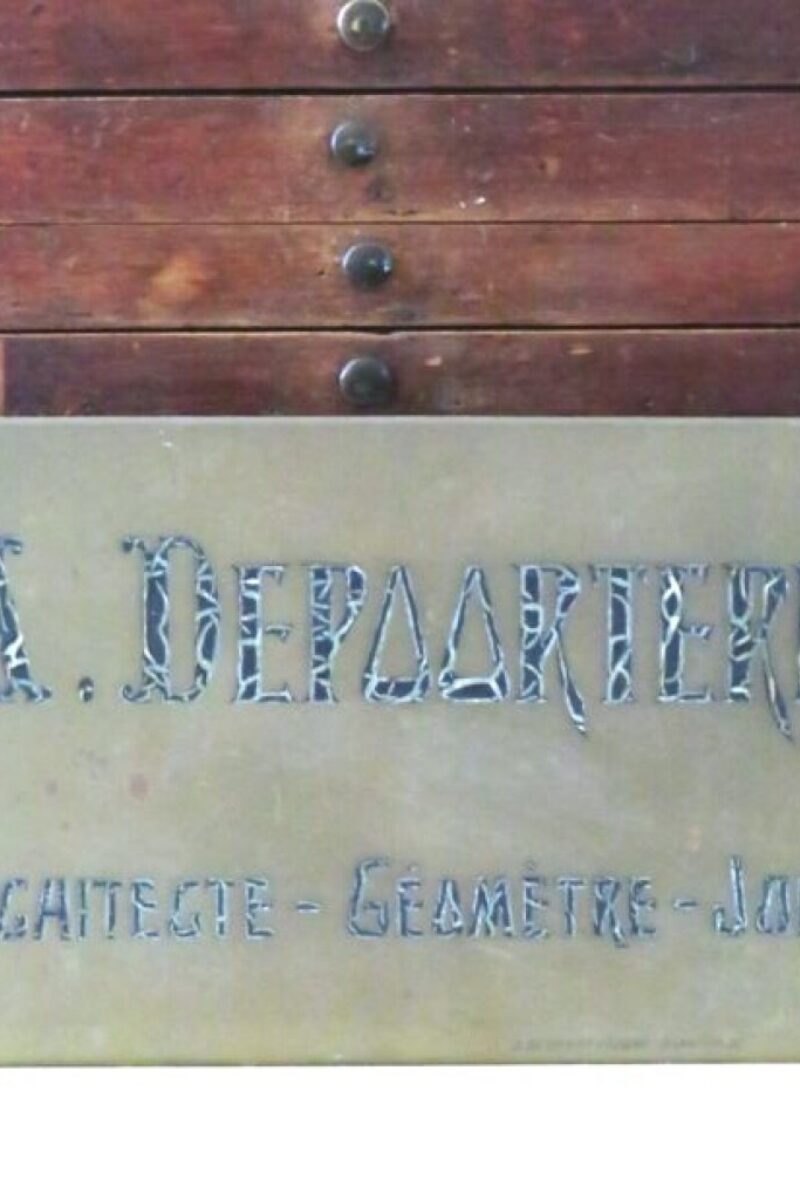Antiek Frans naambord-/ naamplaat "A. Depoortere" Argaitecte-Géomètre- Jure