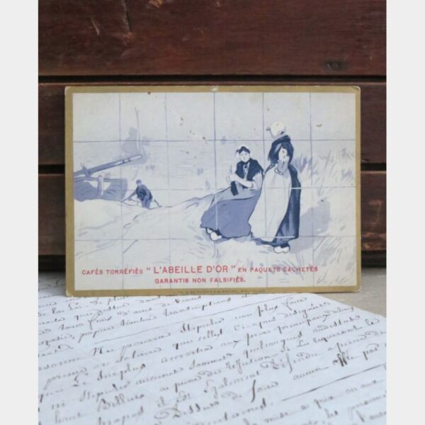 Antieke reclamekaart/ kalender 1901 L'Abeille d'Or -Tegeltableau Dames