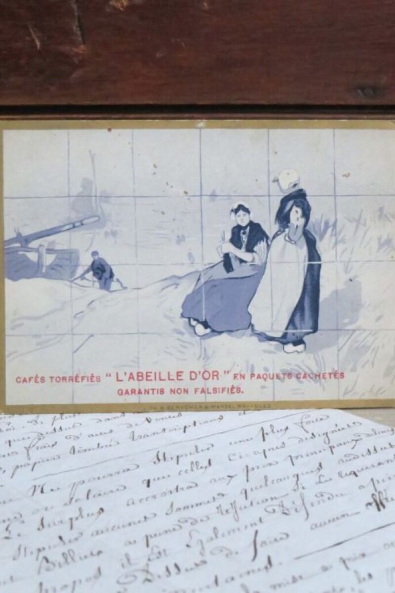 Antieke reclamekaart/ kalender 1901 L'Abeille d'Or -Tegeltableau Dames
