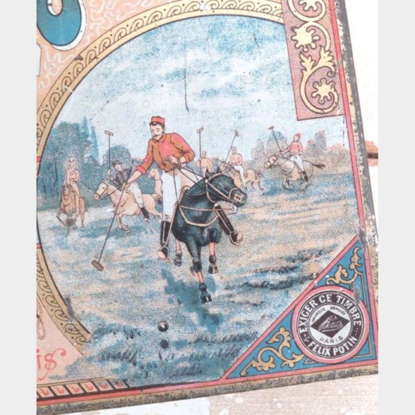 Antiek koekjesblik Félix Potin Paris "Polo" 1905/1920