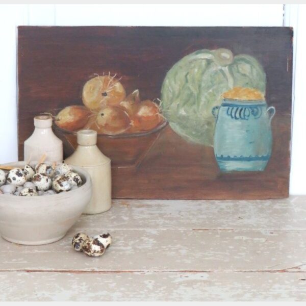 Frans stilleven "Uien, sla en grespot"