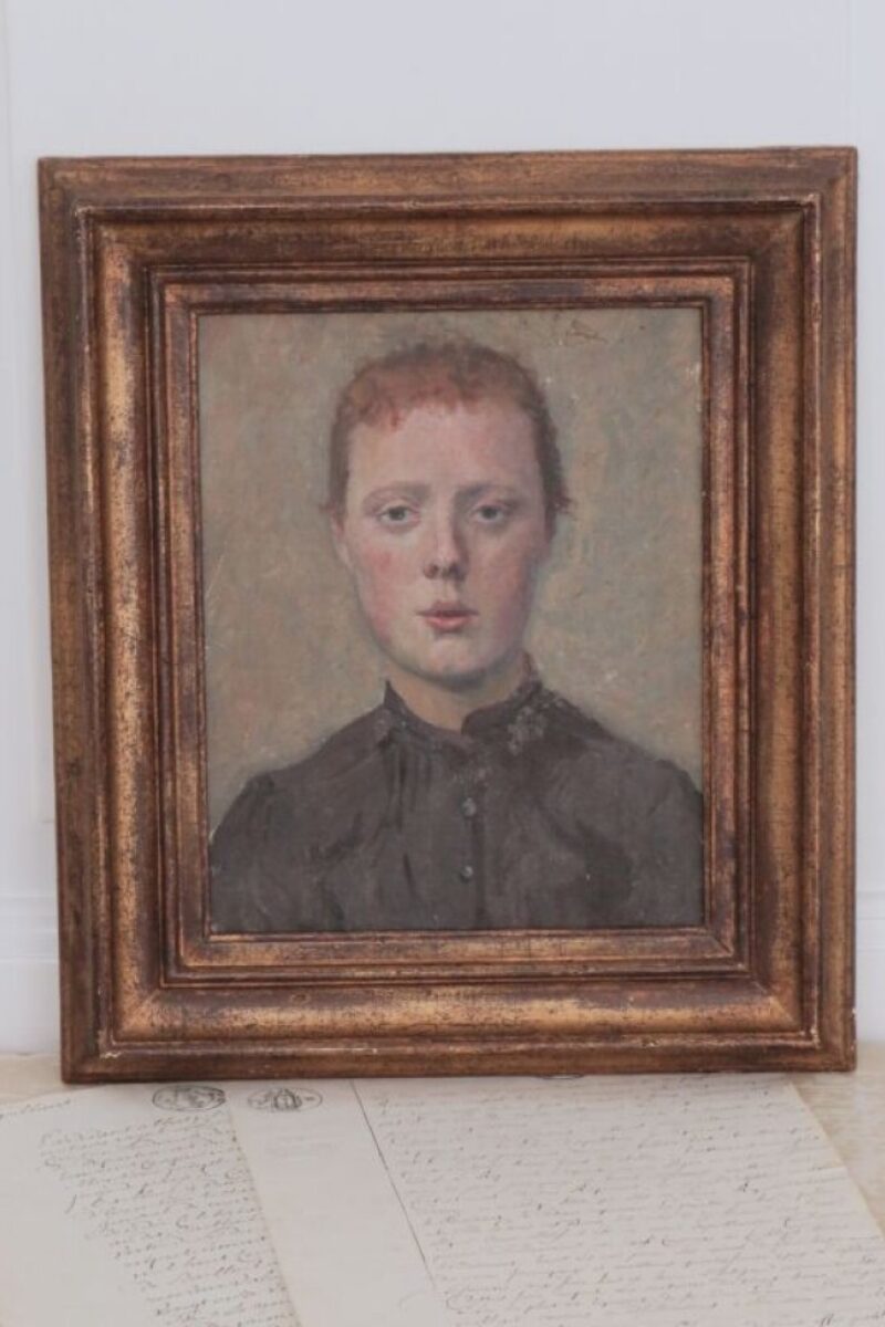 Antiek Frans portret "Dame"