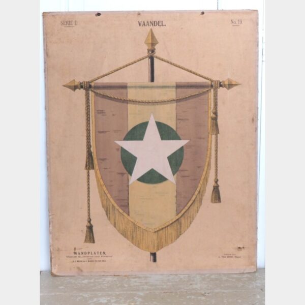 Antieke schoolplaat / Tekenplaat H Ten Brink Meppel "Vaandel" Serie D No. 19