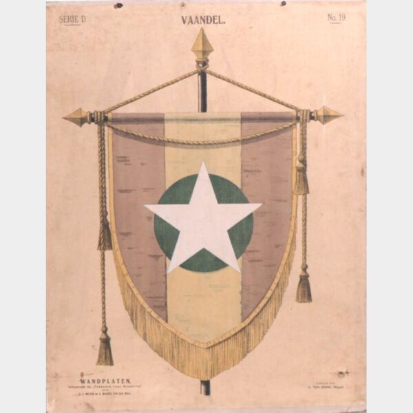 Antieke schoolplaat / Tekenplaat H Ten Brink Meppel "Vaandel" Serie D No. 19