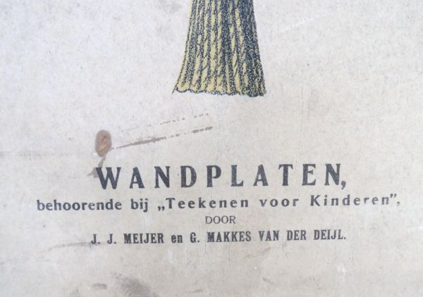 Antieke schoolplaat / Tekenplaat H Ten Brink Meppel "Vaandel" Serie D No. 19