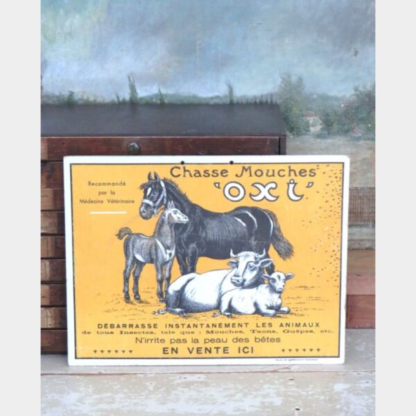 Oud Frans reclamebord "Chasse Mouches Oxi"