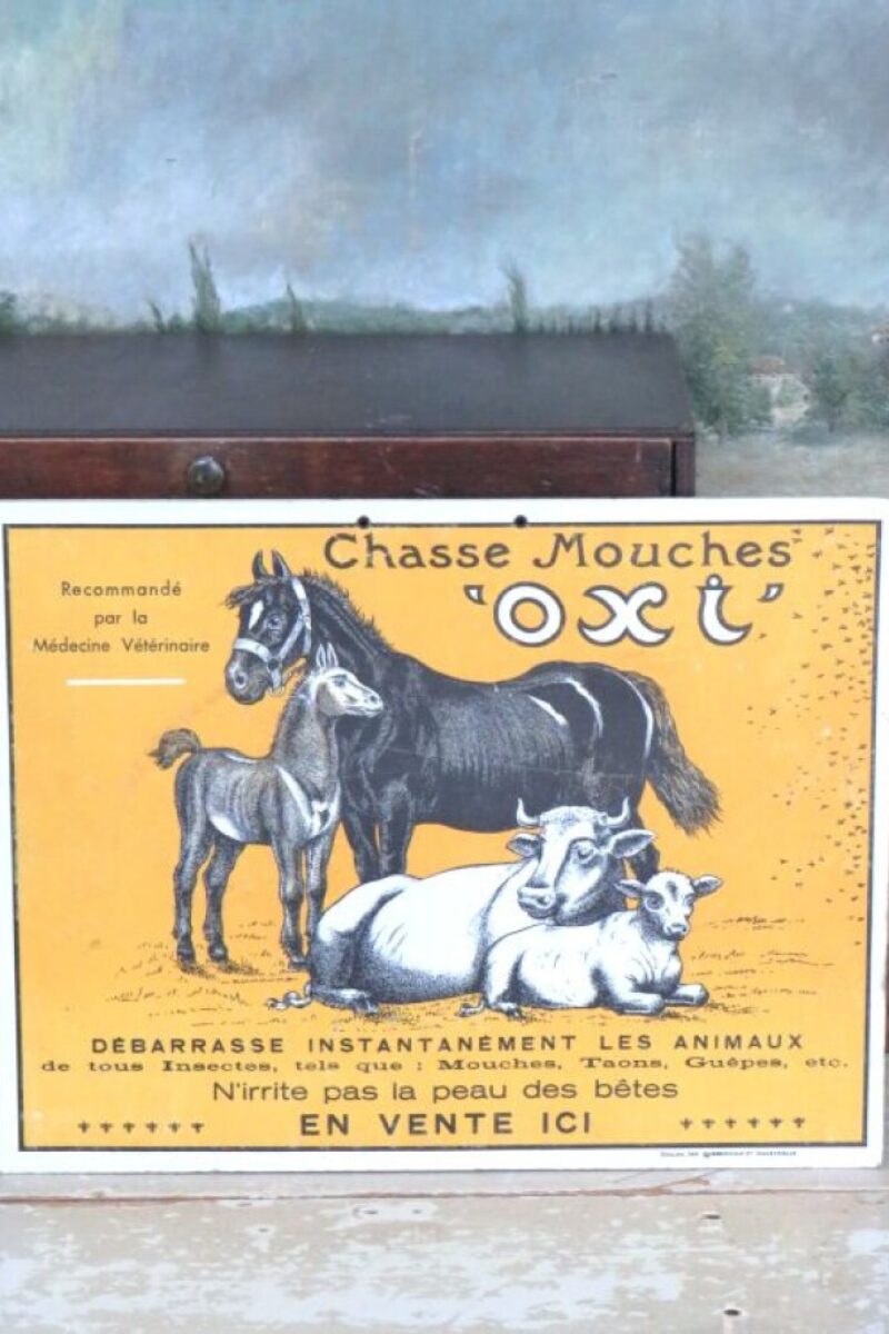 Oud Frans reclamebord "Chasse Mouches Oxi"