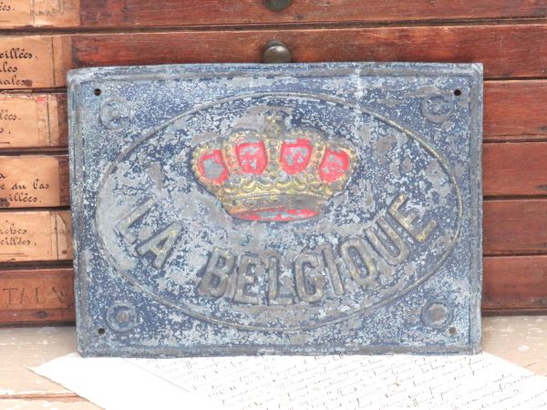Antieke brandverzekeringsplaat "La Belgique"
