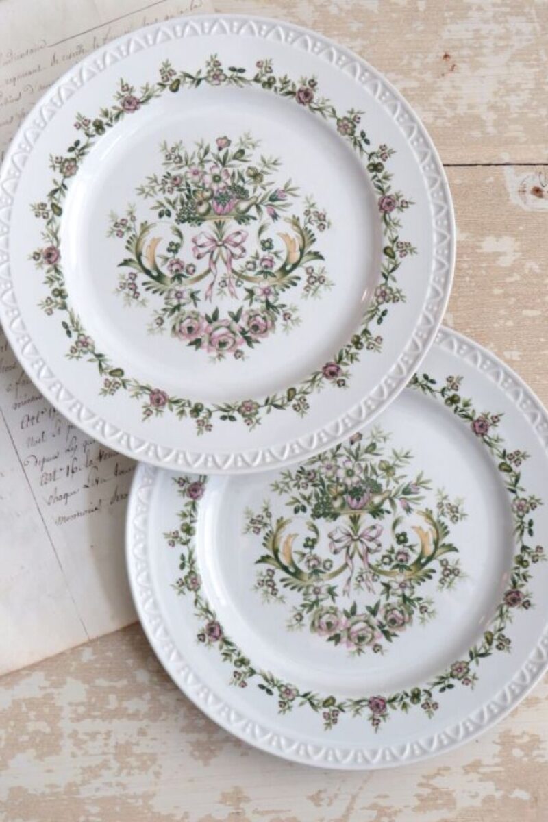 Vintage bordjes "Bloemen & fruit"