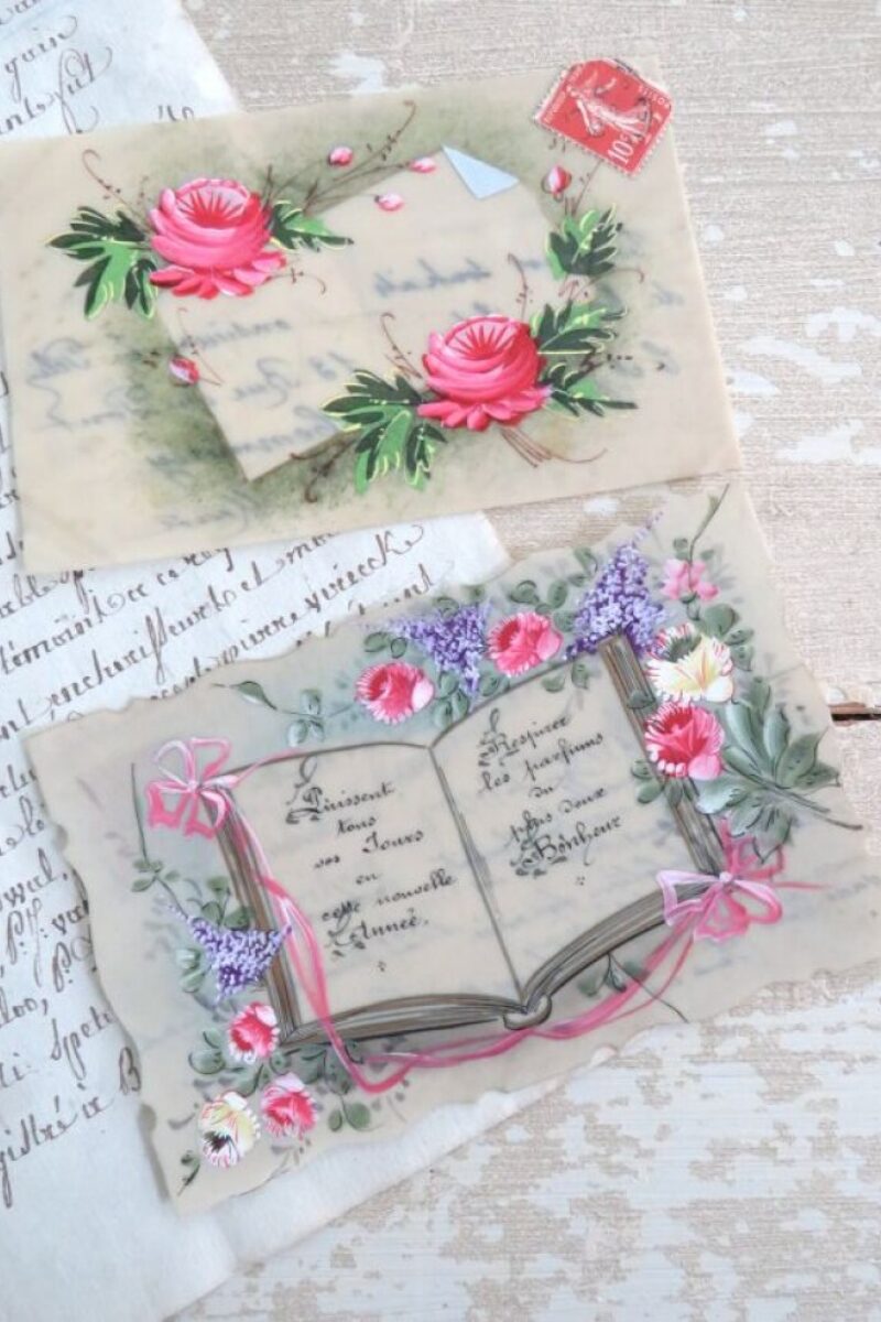 2 Antieke Franse celluloid kaarten