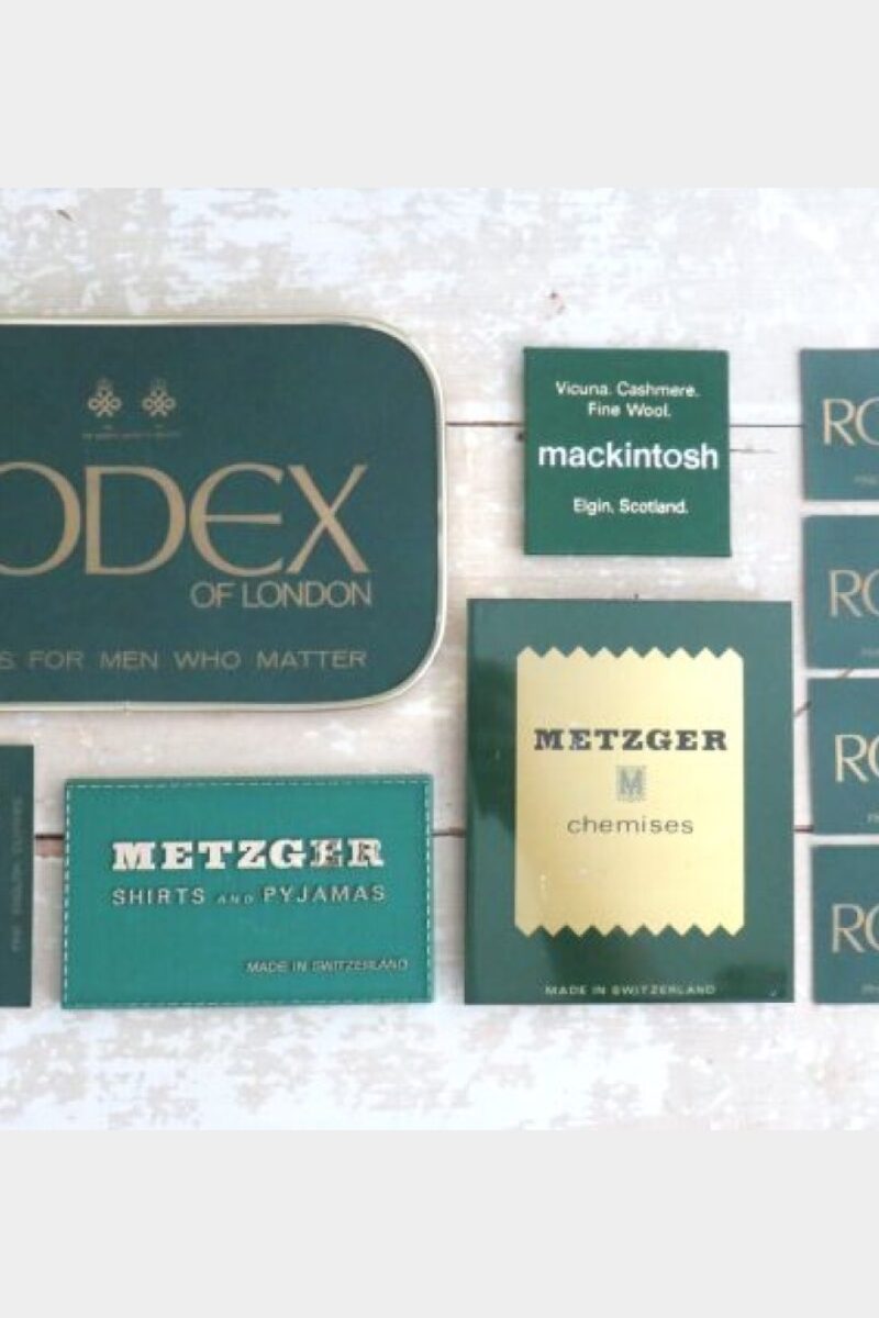 9 Vintage reclamebordjes "Clothes for men"