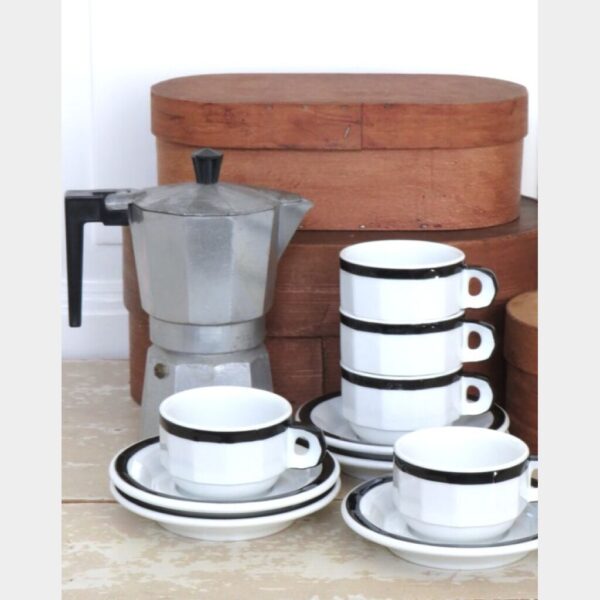 Franse bistro kop en schotel Pillivuyt wit/zwart