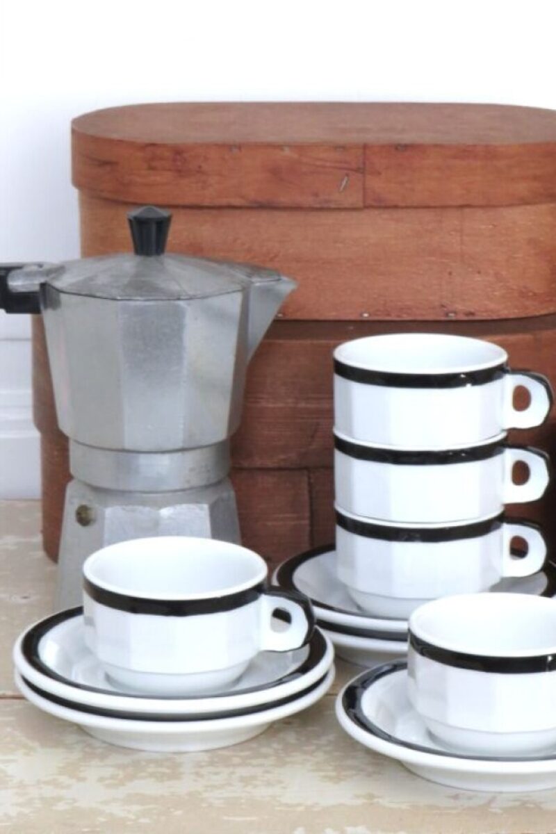 Franse bistro kop en schotel Pillivuyt wit/zwart