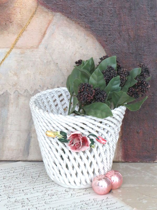 Oude Italiaanse cachepot "Rozentakje"