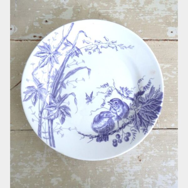 Antiek bord Société Céramique "Vogeltjes & Insect"