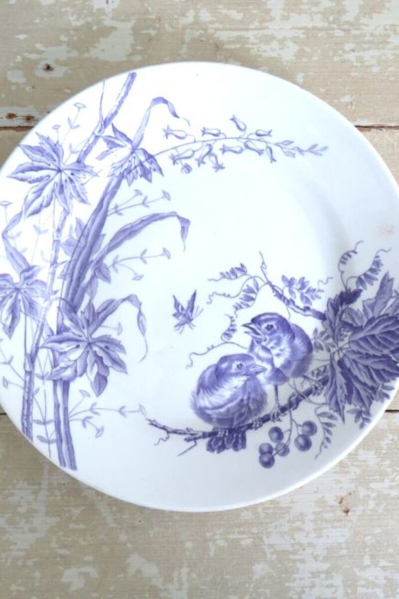 Antiek bord Société Céramique "Vogeltjes & Insect"