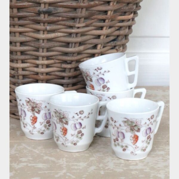 Set (5 st.)Franse kop/ beker “Fruitdecor”