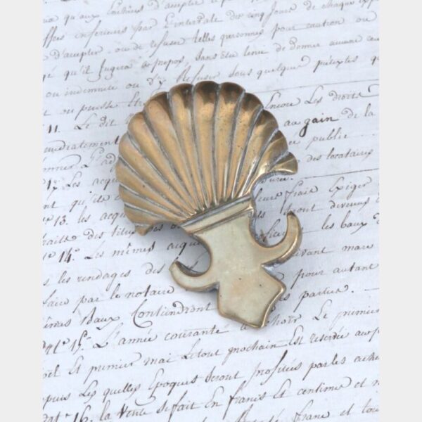 Antiek Frans messing ornament "schelp/ Franse lelie"