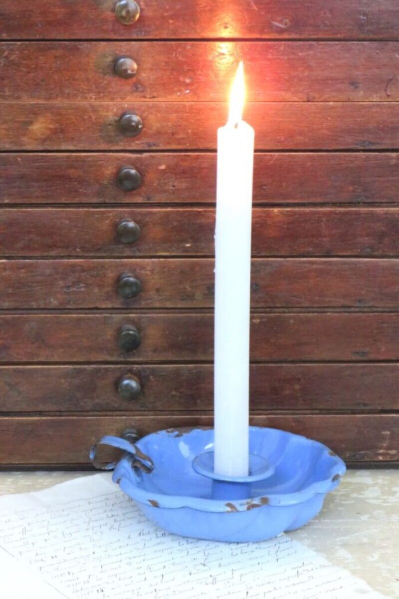 Oude emaille blaker - Lavendelblauw*