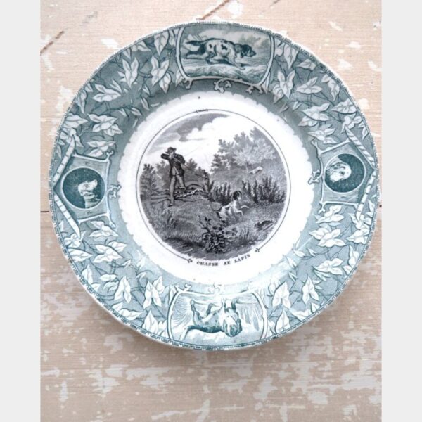 Antiek Frans Jachtbord Bordeaux Poterie "Jachthonden"
